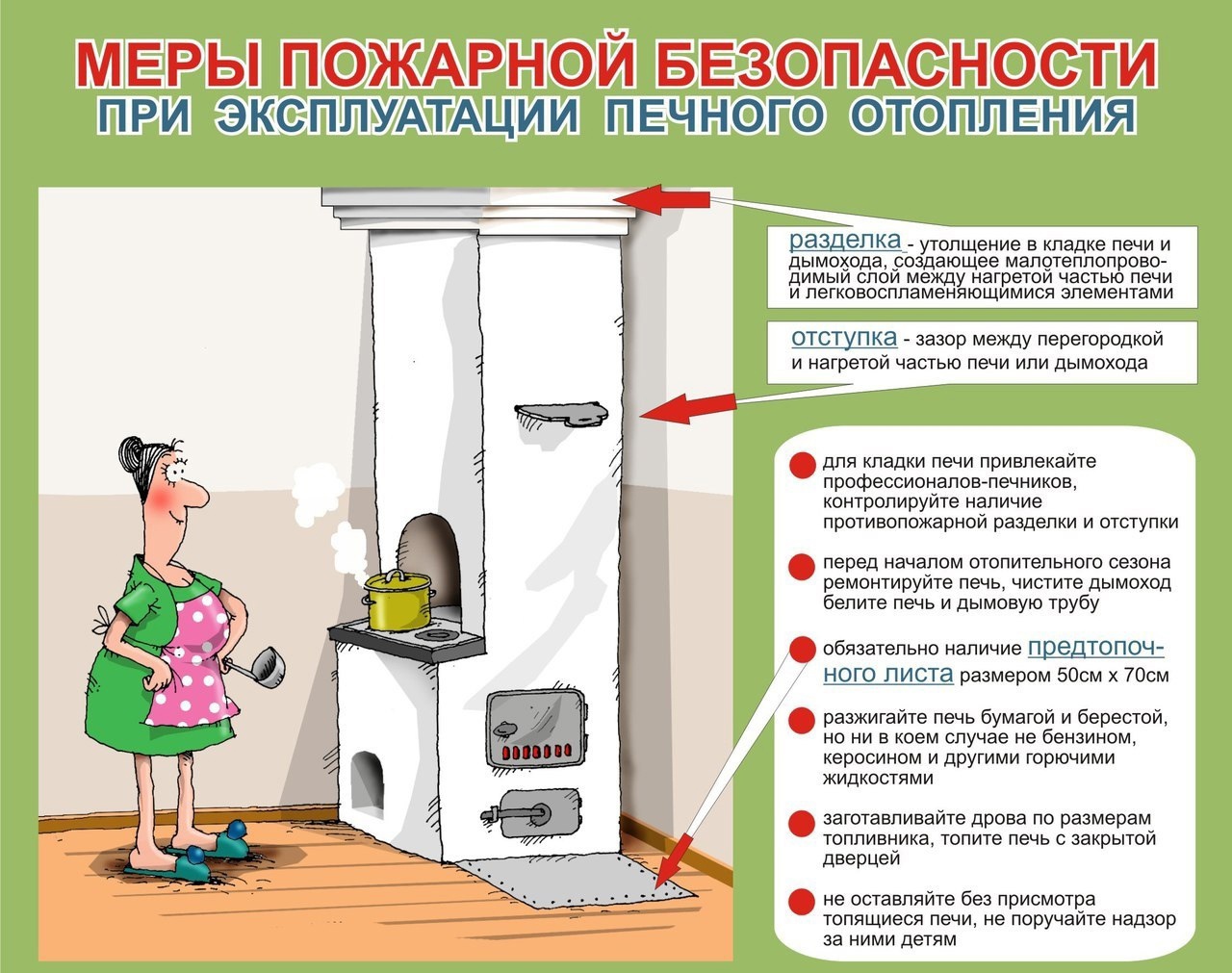  Памятка по правилам эксплуатации печного отопления.